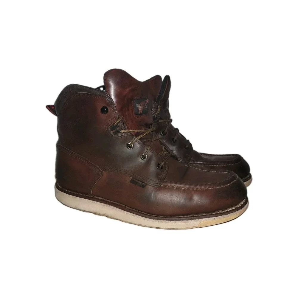 Red Wing Traction Tred 405 Waterproof Soft Toe Leather Boots Men's Sz 12 D Brown